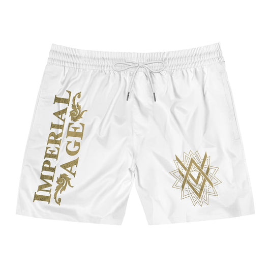 SUMMER COLLECTION - Men's Swim Shorts White (Gold Print)