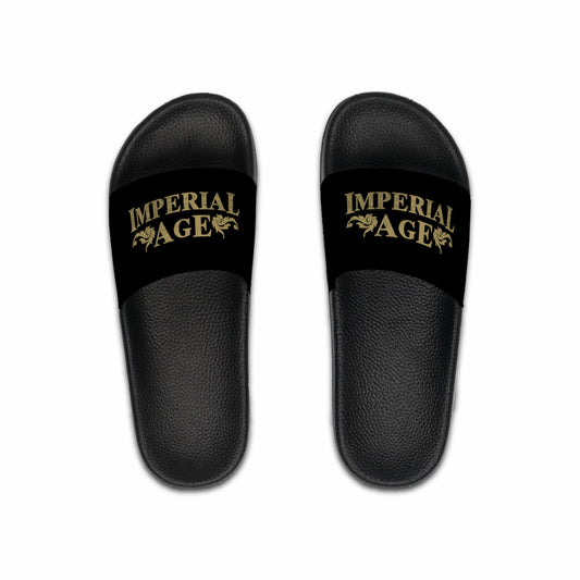 SUMMER COLLECTION - Slide Sandals Black (Gold Print)