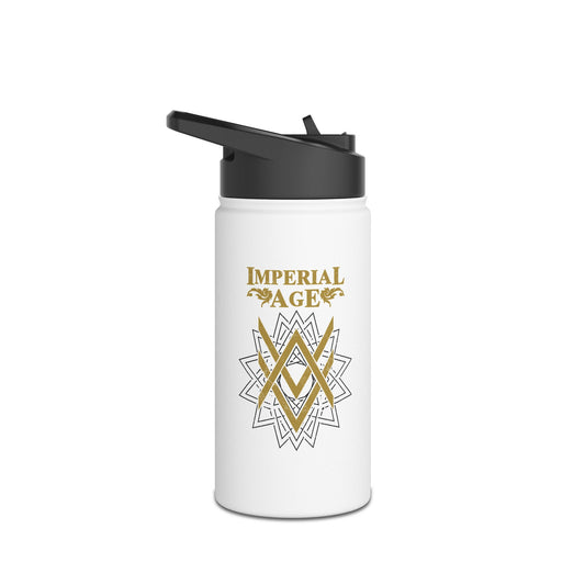 SUMMER COLLECTION - Steel Water Bottle White (Gold-Black Print)
