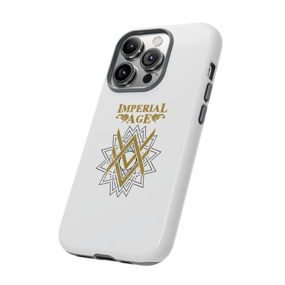 SUMMER COLLECTION - Tough iPhone Case White (Gold-Black Print)