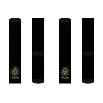 SUMMER COLLECTION - Black Socks (Gold-White Print)