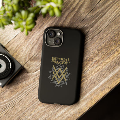 SUMMER COLLECTION - Tough iPhone Case Black (Gold-White Print)