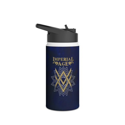 SUMMER COLLECTION - Steel Water Bottle Navy (Gold-White Print)