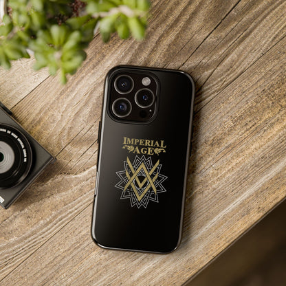 SUMMER COLLECTION - Tough iPhone Case Black (Gold-White Print)