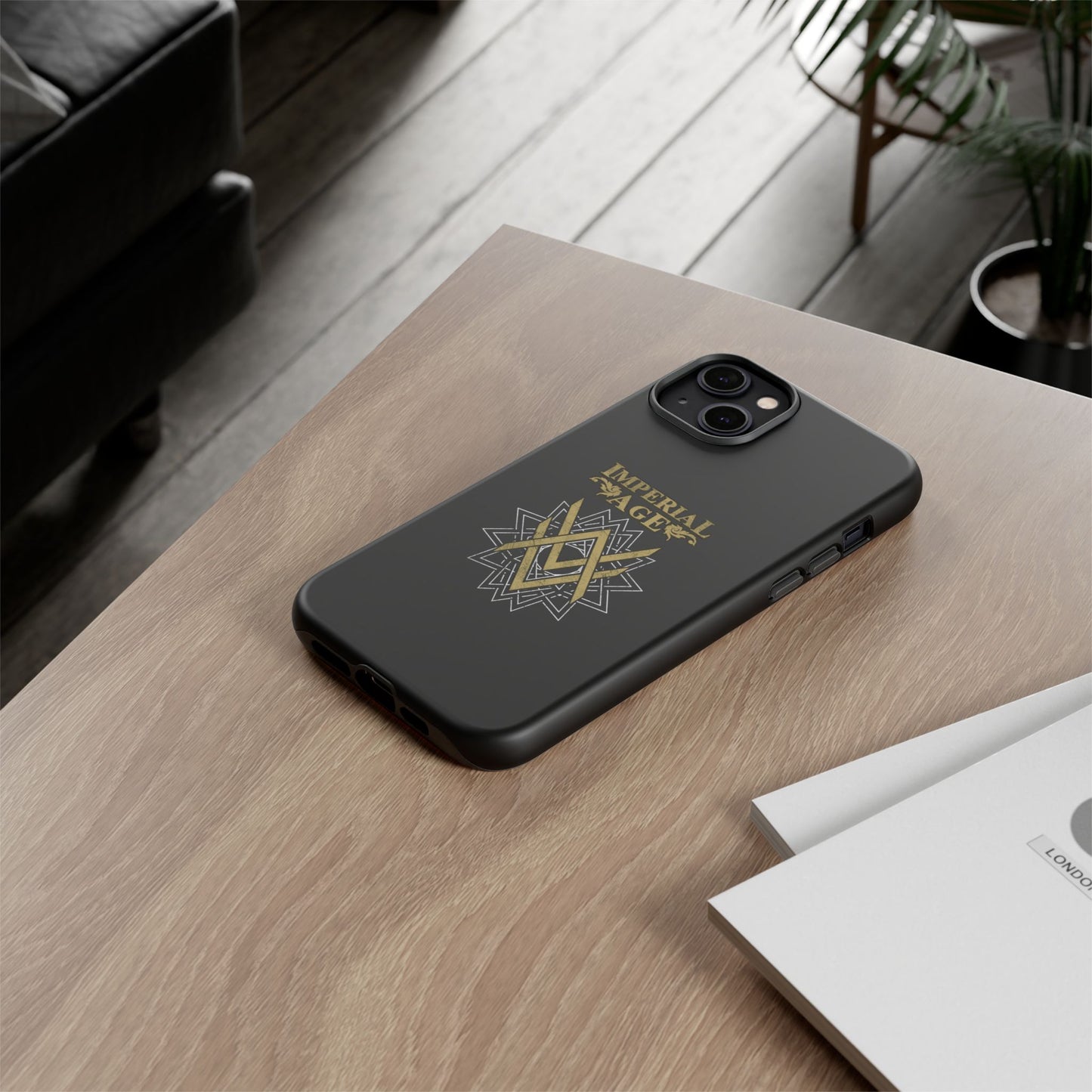 SUMMER COLLECTION - Tough iPhone Case Black (Gold-White Print)