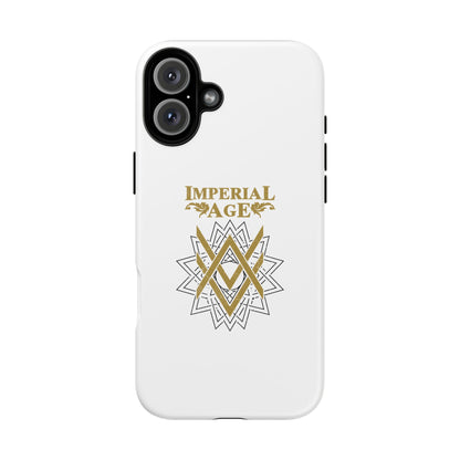 SUMMER COLLECTION - Tough iPhone Case White (Gold-Black Print)