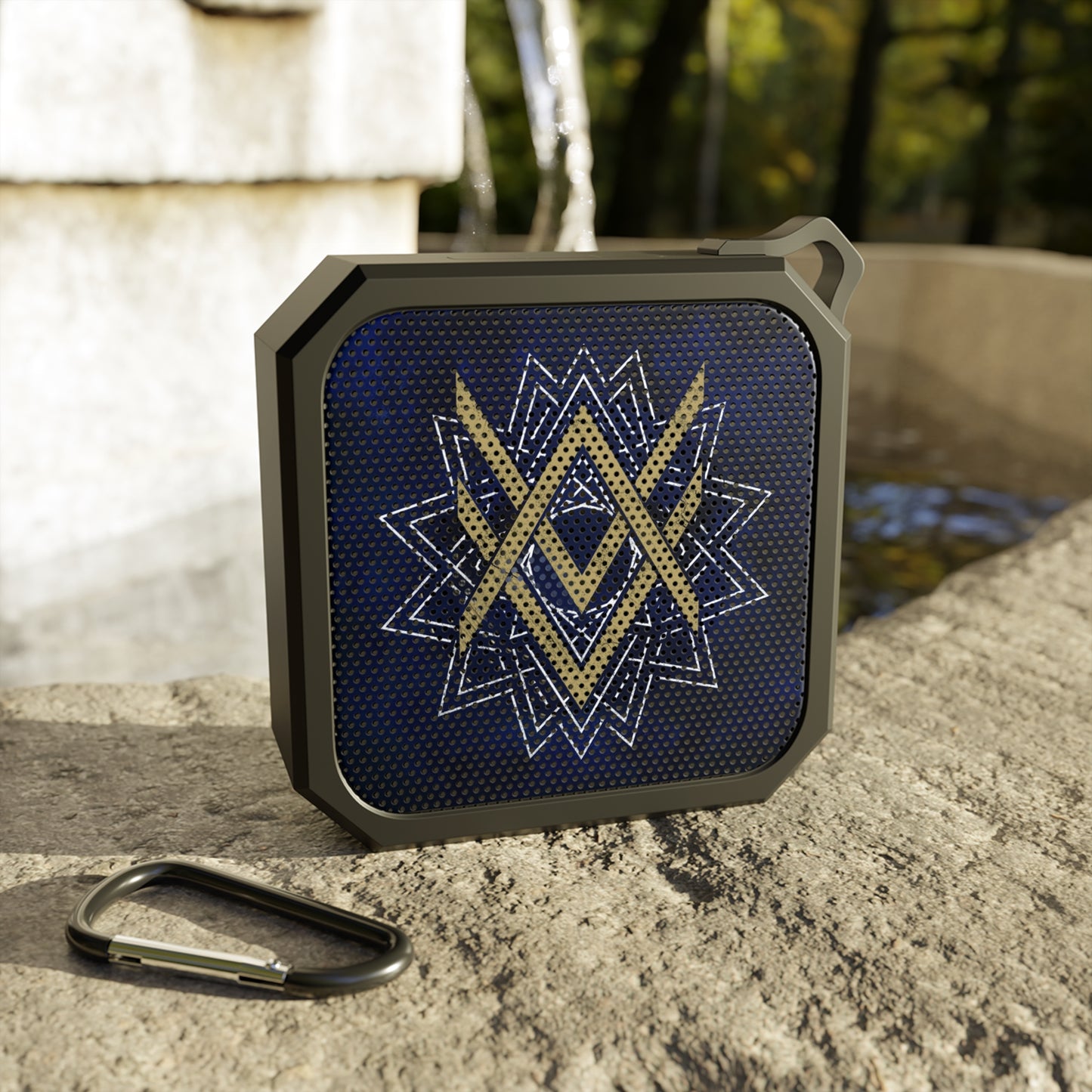 SUMMER COLLECTION - Rugged Outdoor Waterproof Bluetooth Speaker Navy (Gold-White Print)