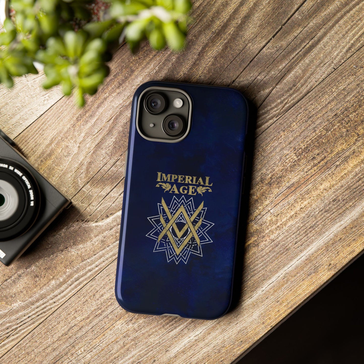 SUMMER COLLECTION - Tough iPhone Case Navy (Gold-White Print)