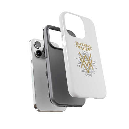 SUMMER COLLECTION - Tough iPhone Case White (Gold-Black Print)