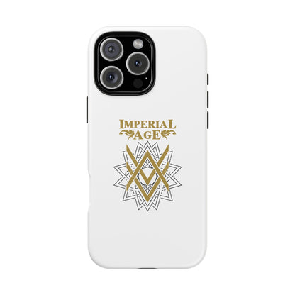 SUMMER COLLECTION - Tough iPhone Case White (Gold-Black Print)
