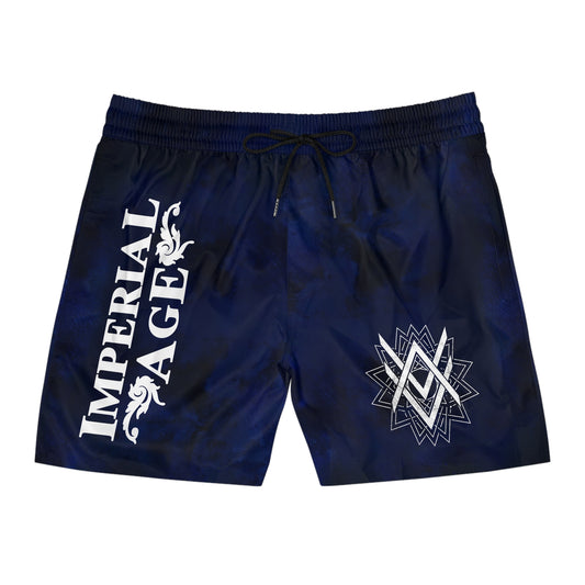SUMMER COLLECTION - Men's Swim Shorts Blue (White Print)