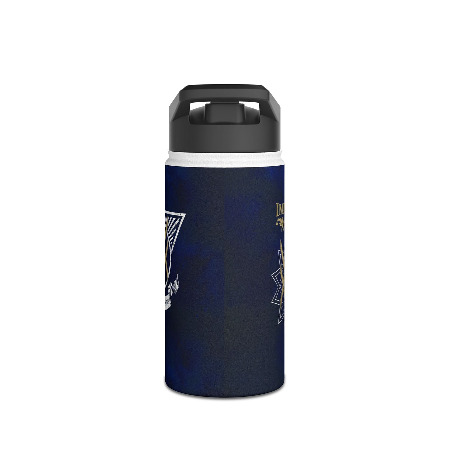 SUMMER COLLECTION - Steel Water Bottle Navy (Gold-White Print)