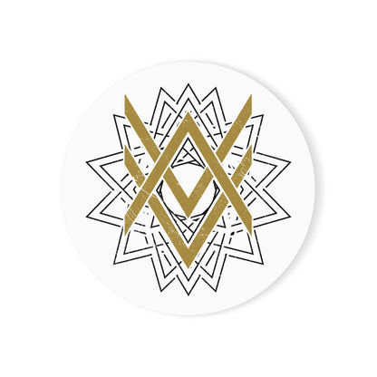 SUMMER COLLECTION - Cork Coaster White (Gold-Black Print)