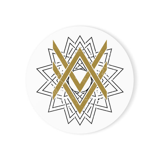 SUMMER COLLECTION - Cork Coaster White (Gold-Black Print)