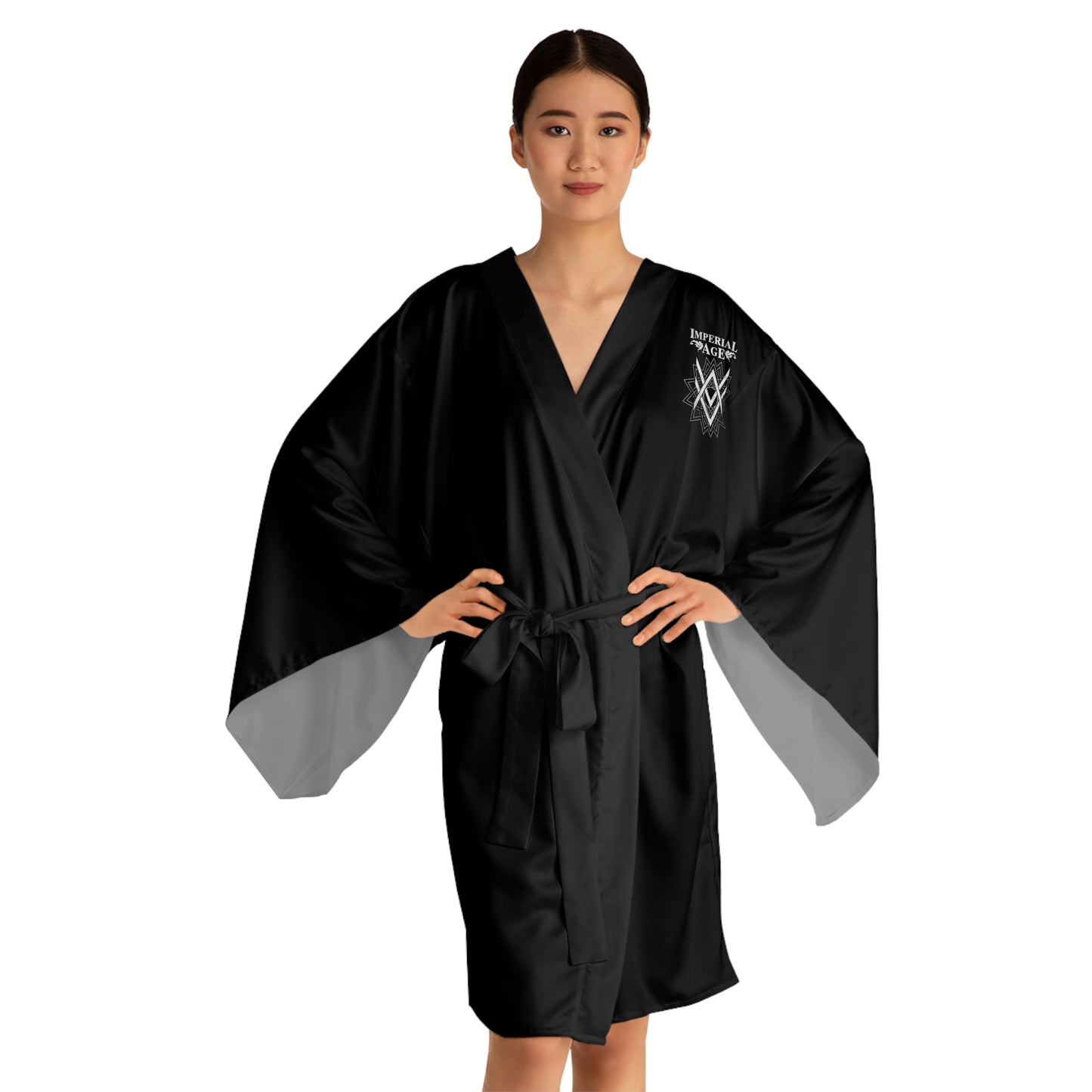 SUMMER COLLECTION - Women's Robe Black (White Print)