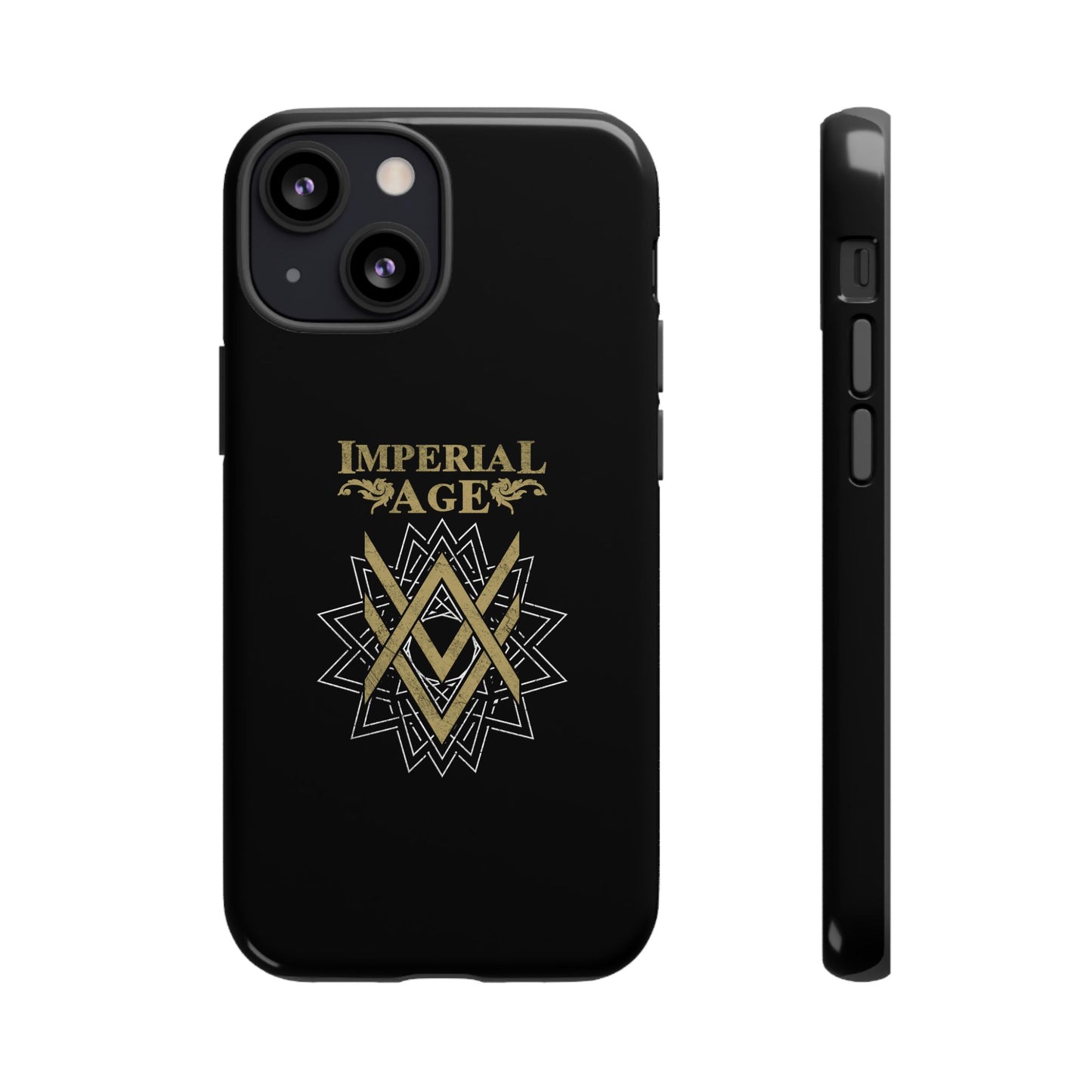 SUMMER COLLECTION - Tough iPhone Case Black (Gold-White Print)