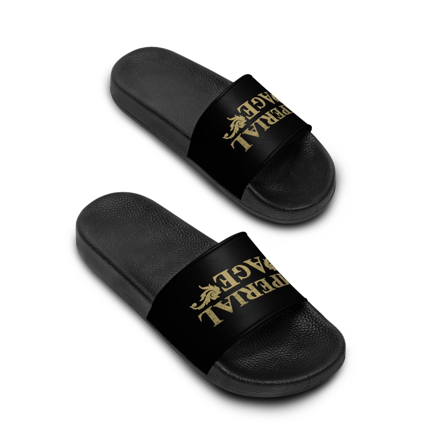 SUMMER COLLECTION - Slide Sandals Black (Gold Print)
