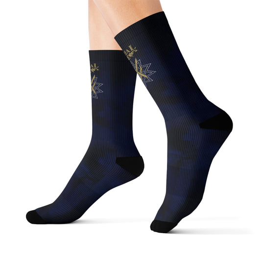 SUMMER COLLECTION - Navy Socks (Gold-White Print)