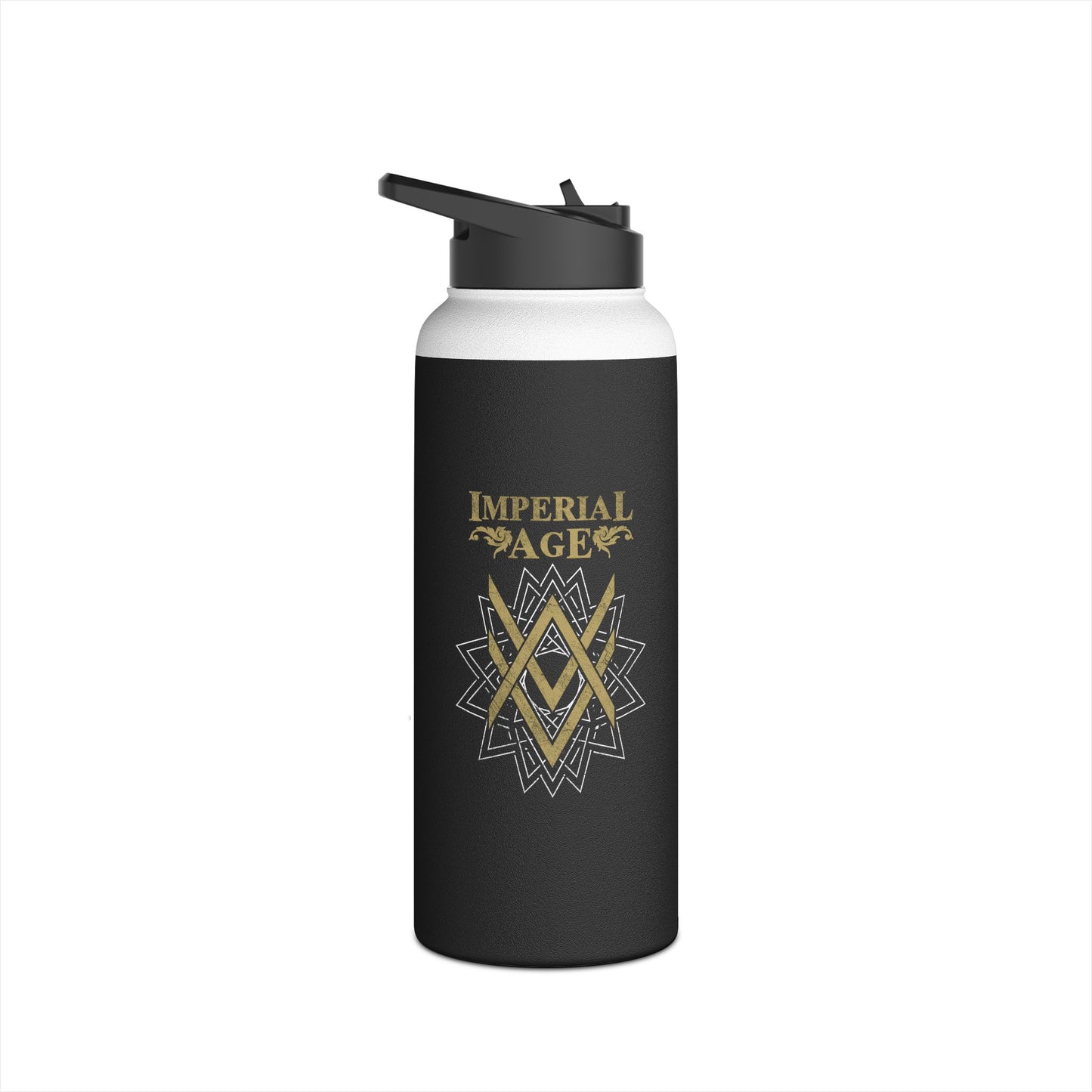 SUMMER COLLECTION - Steel Water Bottle Black (Gold-White Print)