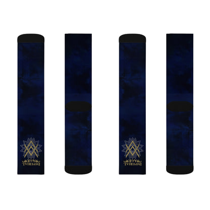SUMMER COLLECTION - Navy Socks (Gold-White Print)