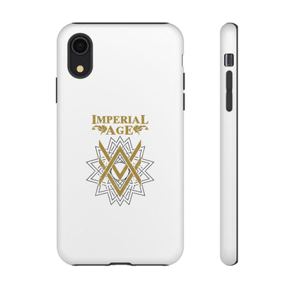 SUMMER COLLECTION - Tough iPhone Case White (Gold-Black Print)