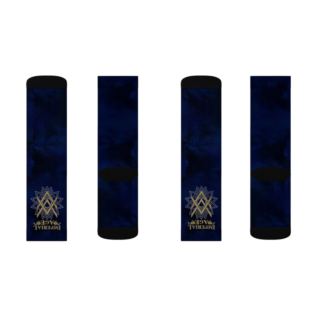SUMMER COLLECTION - Navy Socks (Gold-White Print)