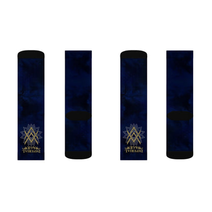 SUMMER COLLECTION - Navy Socks (Gold-White Print)