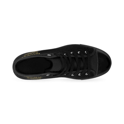 SUMMER COLLECTION - Women's Sneakers Black (Gold-White Print)