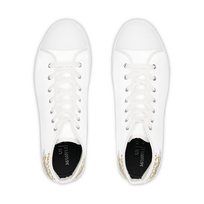 SUMMER COLLECTION - Men's Sneakers White (Gold-Black Print)