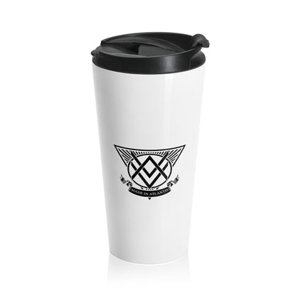 SUMMER COLLECTION - Stainless Steel Travel Mug White (Black Print)