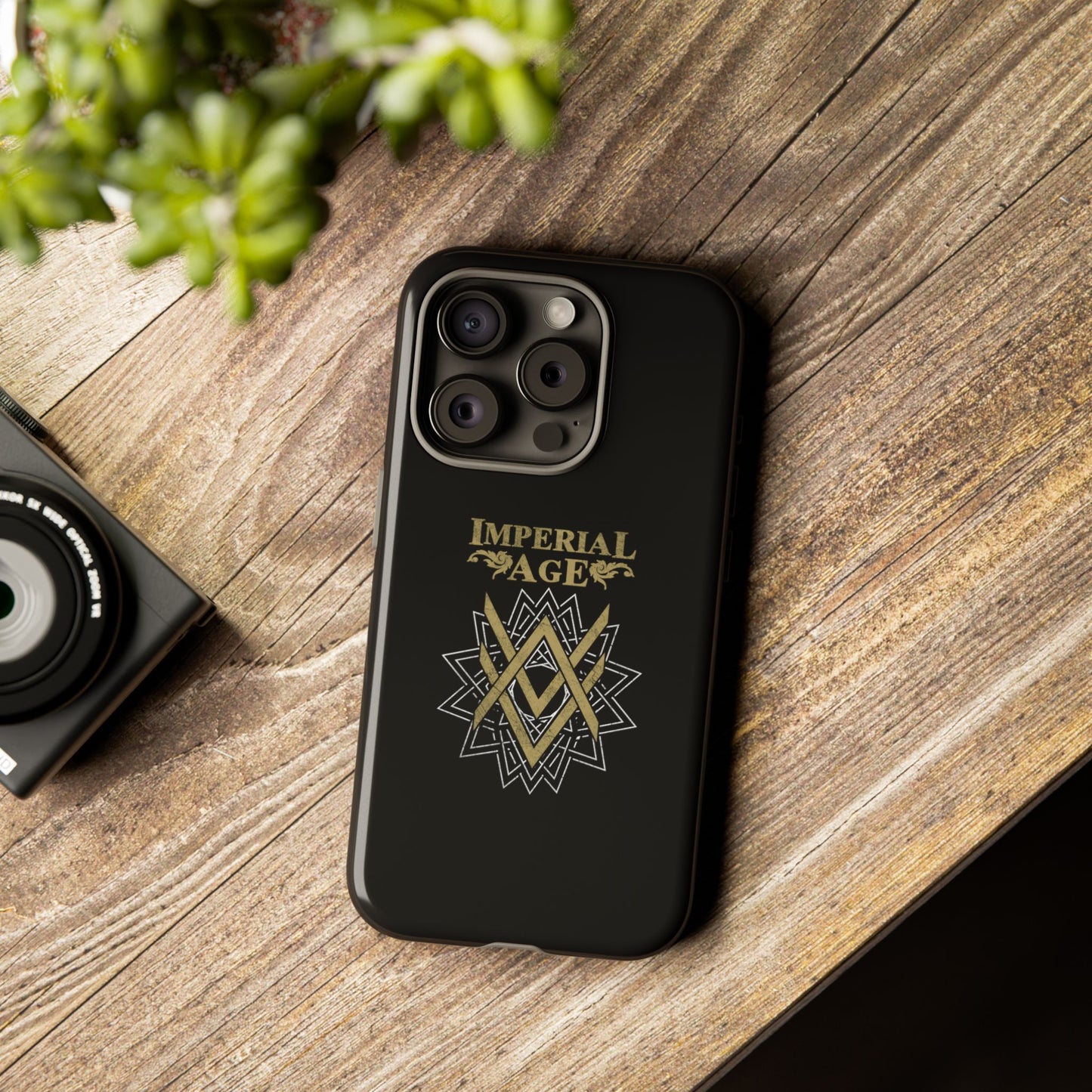 SUMMER COLLECTION - Tough iPhone Case Black (Gold-White Print)
