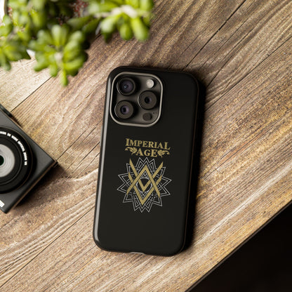 SUMMER COLLECTION - Tough iPhone Case Black (Gold-White Print)