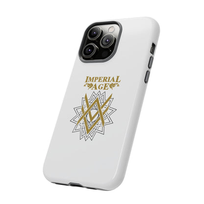 SUMMER COLLECTION - Tough iPhone Case White (Gold-Black Print)