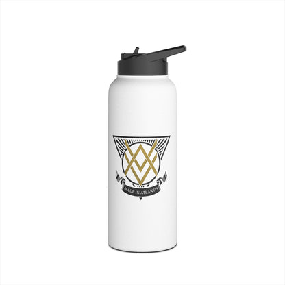 SUMMER COLLECTION - Steel Water Bottle White (Gold-Black Print)