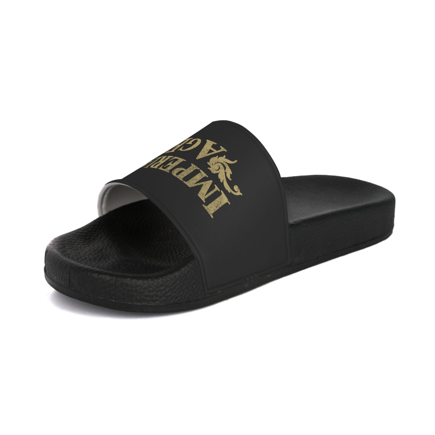 SUMMER COLLECTION - Slide Sandals Black (Gold Print)