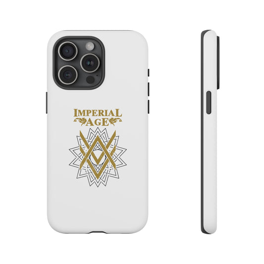 SUMMER COLLECTION - Tough iPhone Case White (Gold-Black Print)