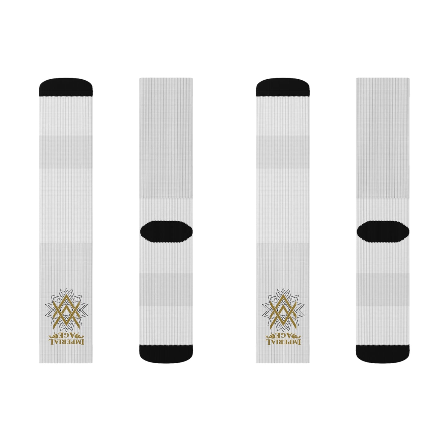 SUMMER COLLECTION - White Socks (Gold-Black Print)