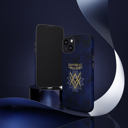 SUMMER COLLECTION - Tough iPhone Case Navy (Gold-White Print)