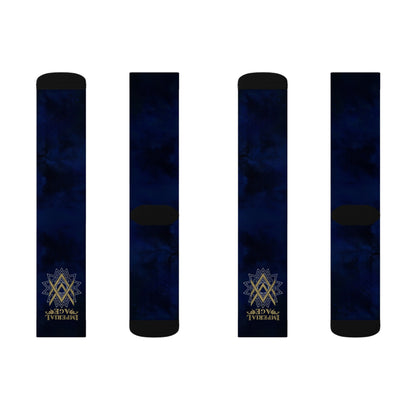 SUMMER COLLECTION - Navy Socks (Gold-White Print)