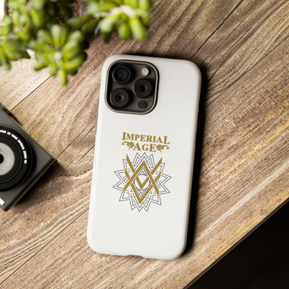 SUMMER COLLECTION - Tough iPhone Case White (Gold-Black Print)