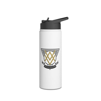 SUMMER COLLECTION - Steel Water Bottle White (Gold-Black Print)