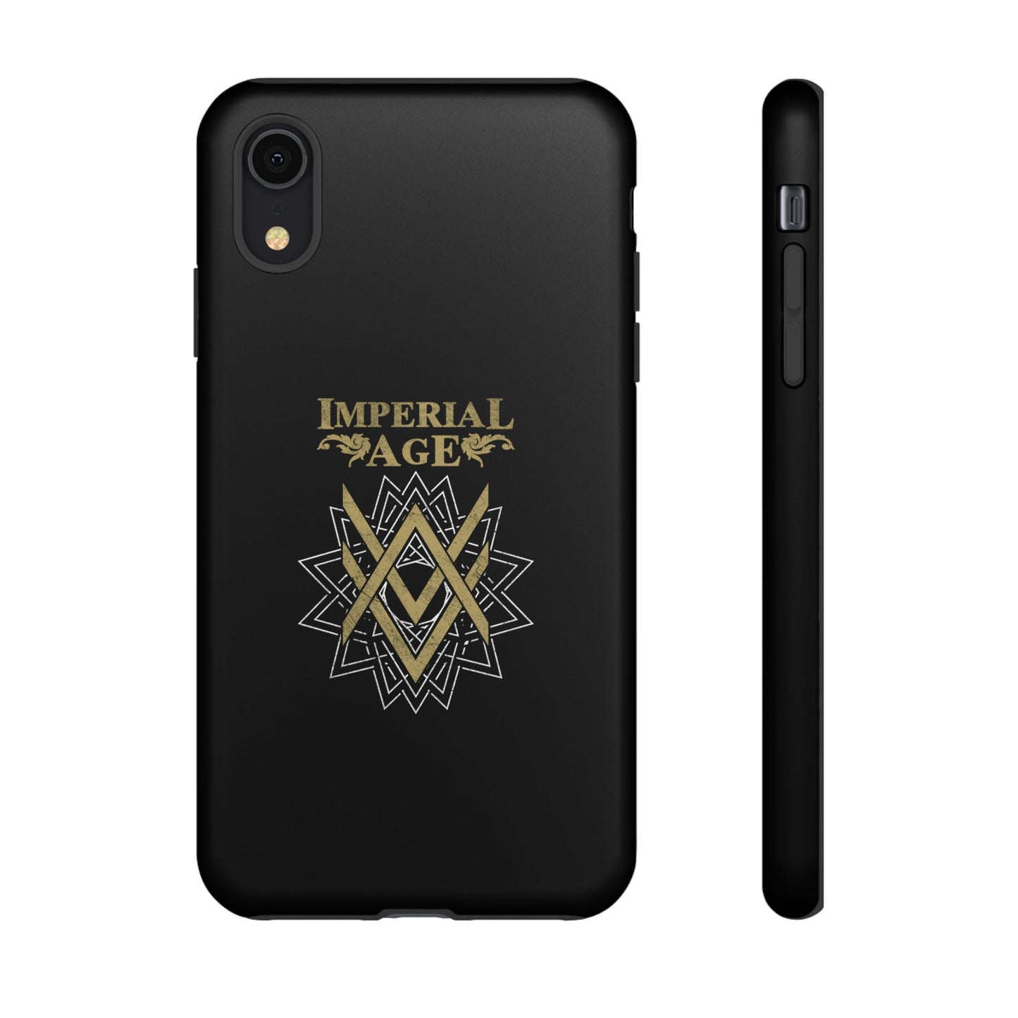 SUMMER COLLECTION - Tough iPhone Case Black (Gold-White Print)