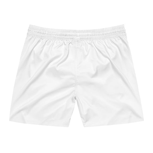 SUMMER COLLECTION - Men's Swim Shorts White (Black Print)