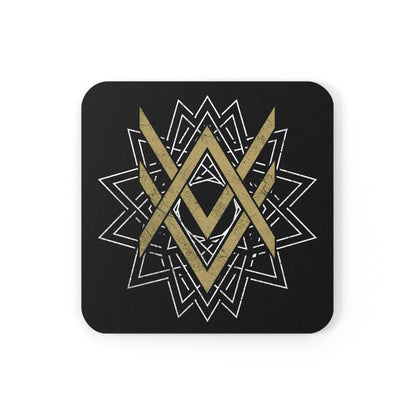 SUMMER COLLECTION - Cork Coaster Black (Gold-White Print)