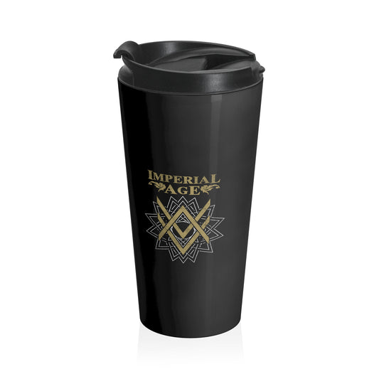 SUMMER COLLECTION - Stainless Steel Travel Mug Black (Gold-White Print)