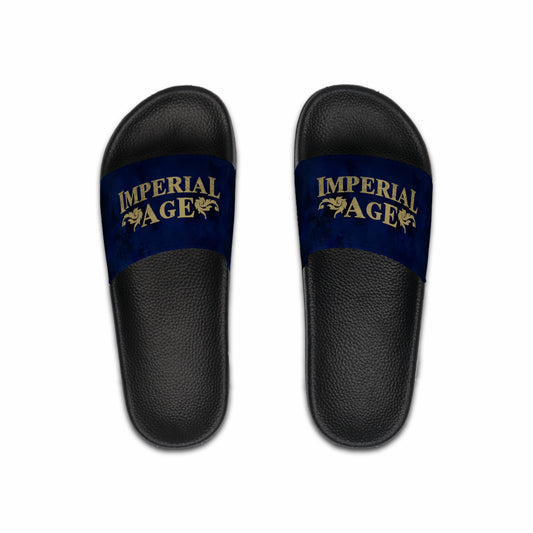 SUMMER COLLECTION - Slide Sandals Blue (Gold Print)