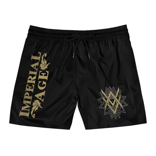 SUMMER COLLECTION - Men's Swim Shorts Black (Gold-White Print)