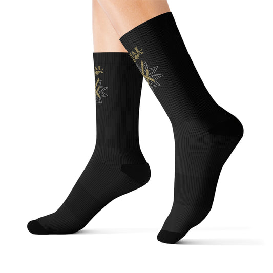 SUMMER COLLECTION - Black Socks (Gold-White Print)
