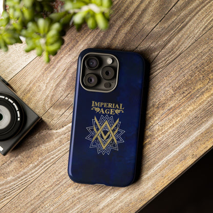 SUMMER COLLECTION - Tough iPhone Case Navy (Gold-White Print)