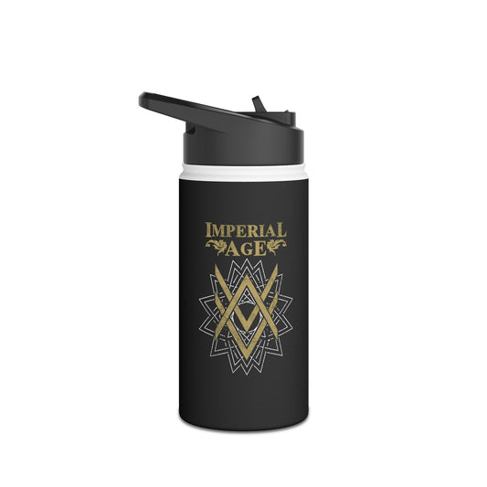 SUMMER COLLECTION - Steel Water Bottle Black (Gold-White Print)